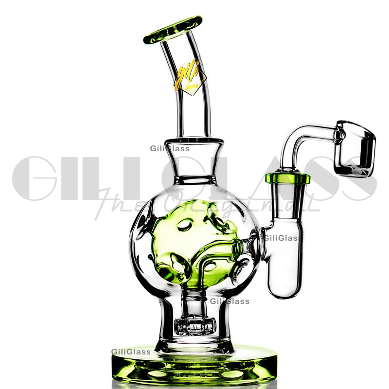 8 inches GiliGlass Hookahs Water Bong with Honeycomb Perc Color Lip Female 14.5mm Recycle Dab Rig Recycler pipe with quartz nail