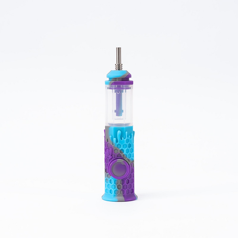 Silikon-Bong-Rohr, Glas-Ölbrenner mit 10 mm Titan-Nagel-Dab-Rig-Wasserbongs, achteckige Rauchrohre aus Titan-Nägeln