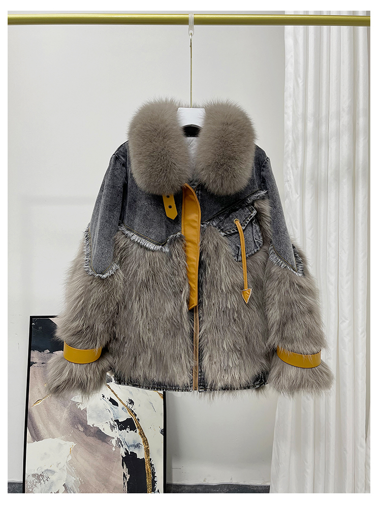 Kobiety FUR FAUX Of -BYBY BIAŁA KACKA Down Line Winter Denim Kurtka Kobieta Parka PRAWDZIWA Naturalny kołnierz ciepłe odzież wierzchnią 220926