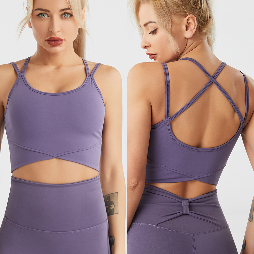 2022 Yoga Quick Dry Sling Crop Tops för Women Gym Fitness Running Sports Sleeveless inbyggd bröstkudde Slim Vest T-shirt 20W122