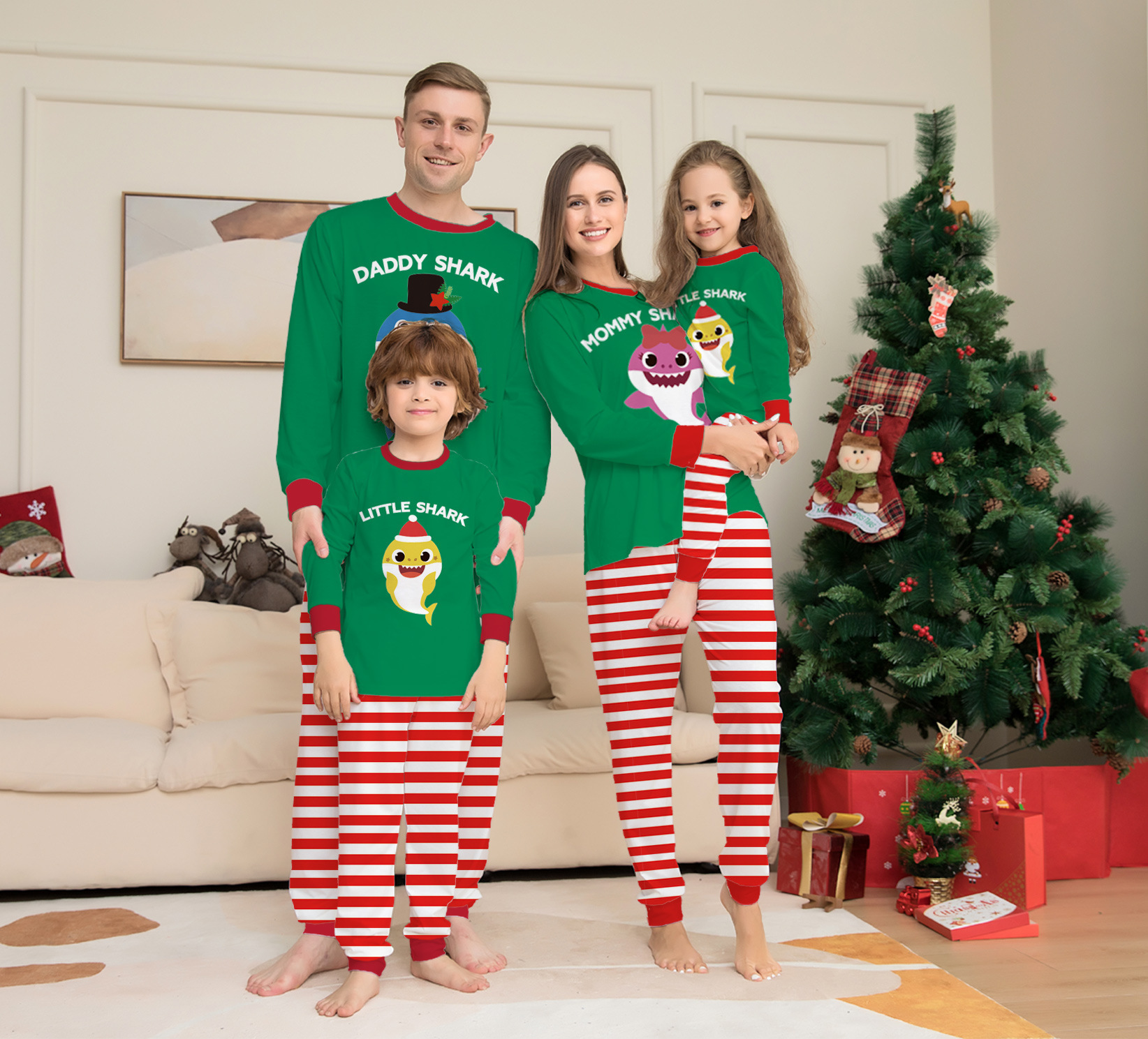 Bijpassende familie-outfits Kerstpyjama's Familie Kerstmode Printkwaliteit Bijpassende familie-outfits Vakantie babykleding thuis Pare3649124