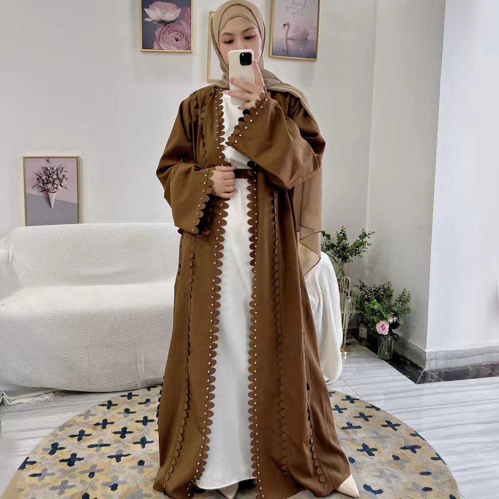 Solid moslim Abaya pak dames fashion wrap jurk open abayas jurk splice trend ontwerp feest lsm530