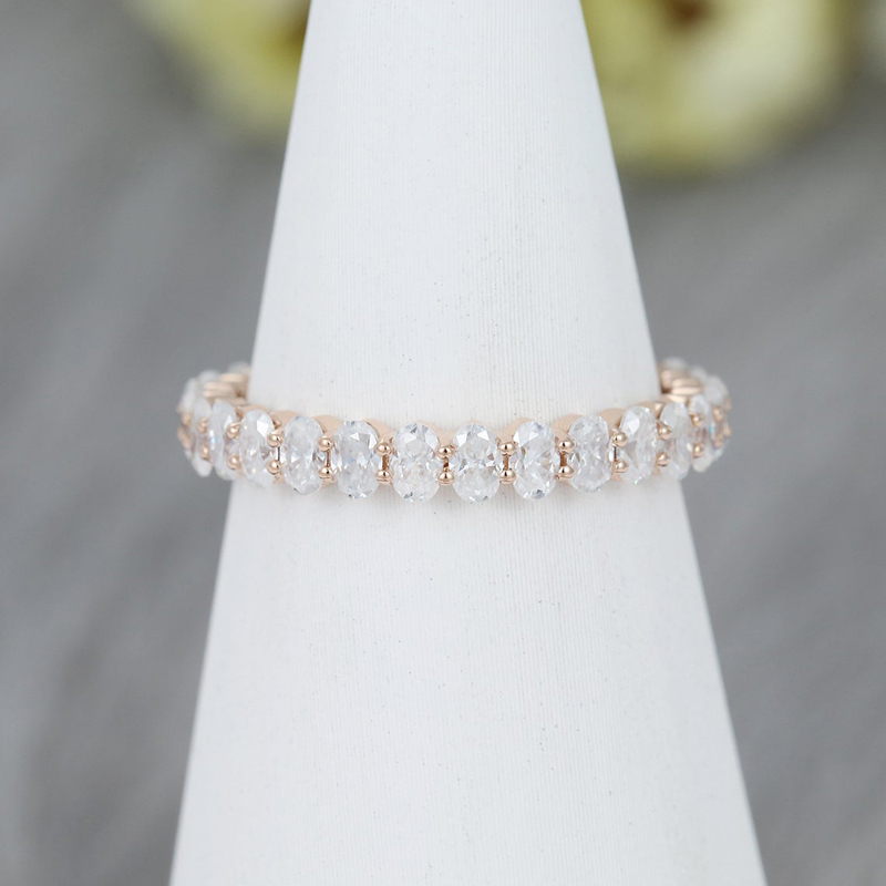 Bagues de cluster CxsJeremy Solide 14K Rose Gold Oval Cut Bague de fiançailles Vintage Full Stacking Bridal Promise Anniversaire Cadeau 220922