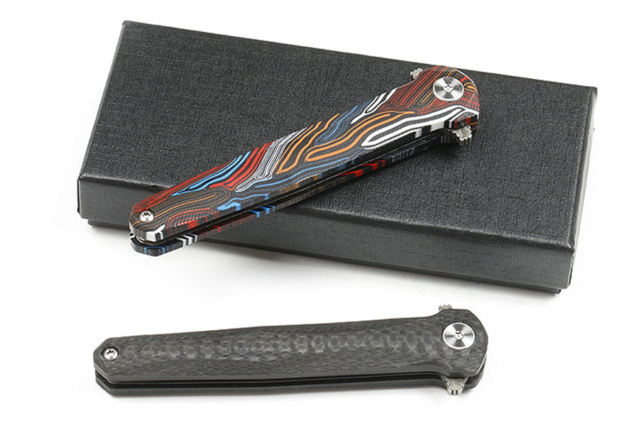 Ny M6671 Flipper Folding Knife VG10 Damascus Steel Blade Carbon Fiber Handle Ball Bearing Fast Open EDC Pocket Knives