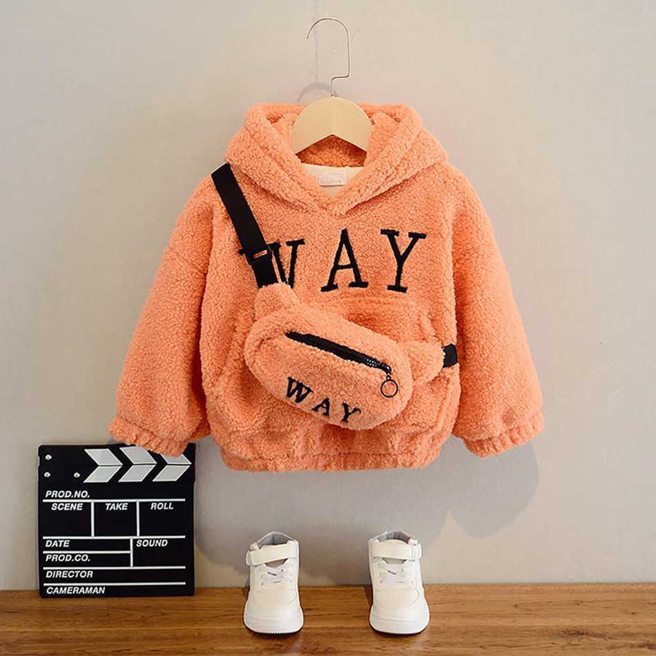 Pullover peuter kinderen babymeisjes jongens schattige hoodies trui winter warme top lange mouwen purlover dikke warme kleding met tas 220924