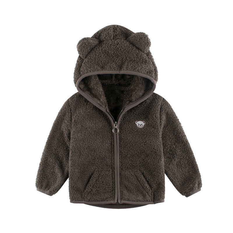 Pullover Autumn Winter Kids Hoodie for Boys Girls Zipper Villus Solid Bear Cartoon Fleece Jacket Coat Children's Outerwear Clothing 220924