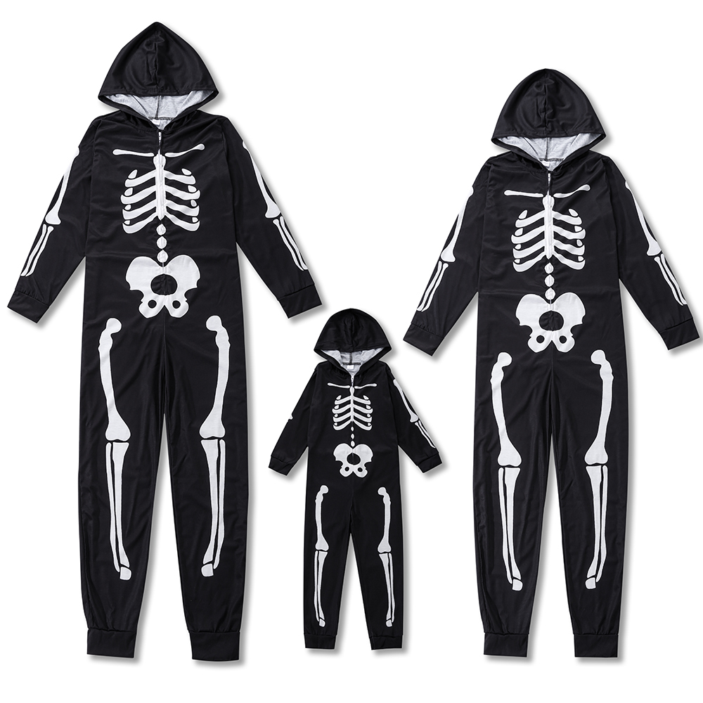 Família combinações de roupas de halloween pijamas moda colorida crânio impressão de halloween familiar correspondente terno-filho-filho de férias roupas de bebê 220922