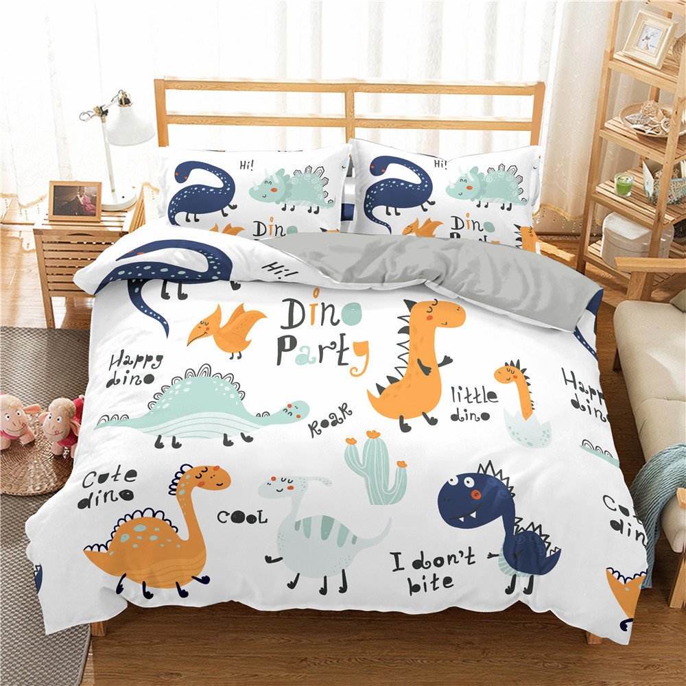Sängkläder sätter tecknad dinosaurie täcke täcker djur sängkläder set mikrofiber 3d tryckt täcke för barn flicka pojke sovrum dubbel enstaka storlek 220924