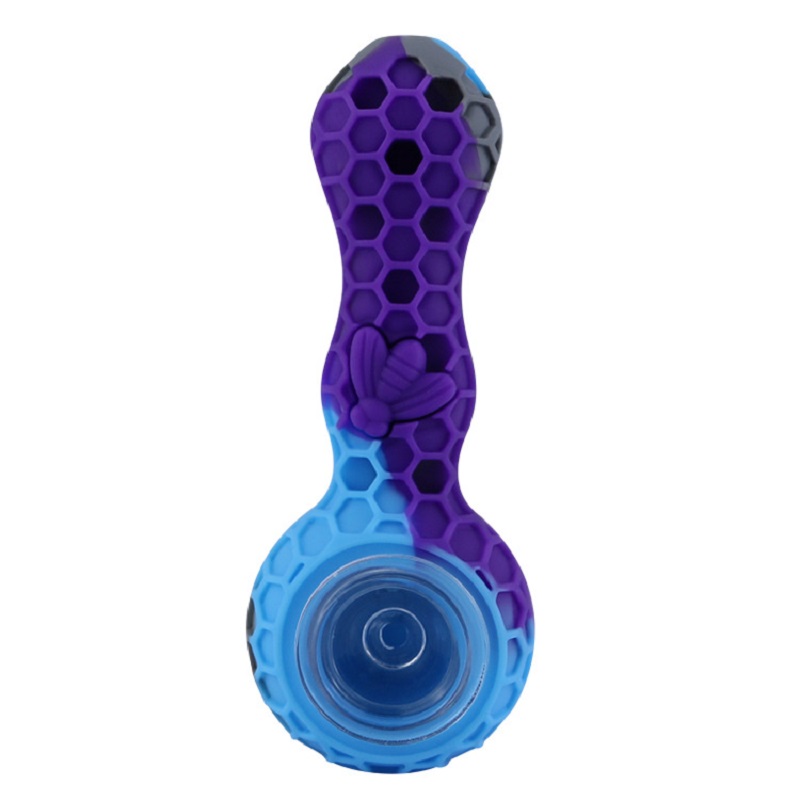 Colorful Honeycomb Style Tobacco Pipe With Glass Bowl New Silicone Bong Filter Hand Smoking Pipes Tobaccos Pipe Cigar Hookah