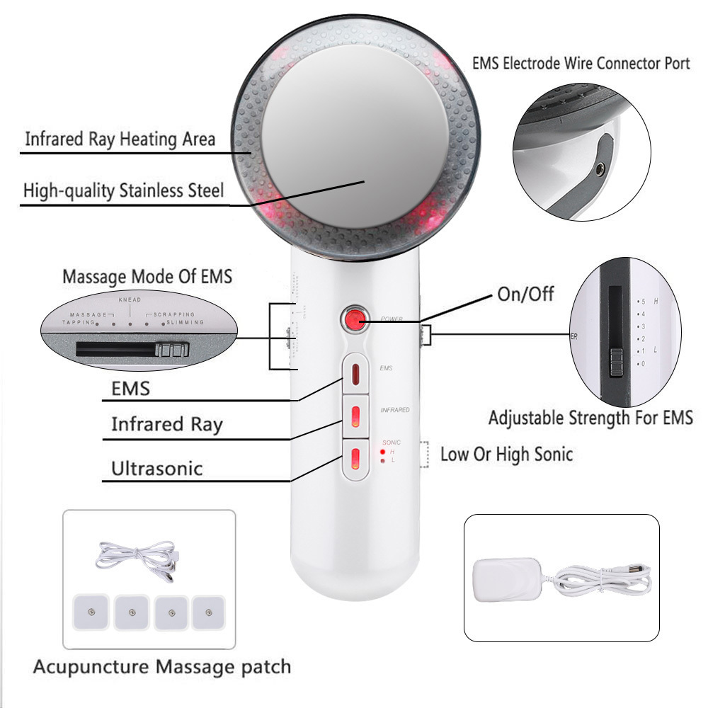 Twarz masażer EMS LED Światło skóry Urządzenie Piękna Ultradźwiękowa kawitacja do kawitacji Ciało Ciało Nanoczer