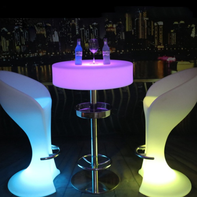 LED Circular Luminous High Foot Bar Tabel Bar redondo mesa de coquetel colorida Tabela alta criativa