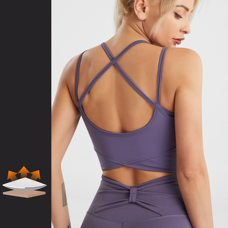 2022 Yoga Quick Dry Sling Crop Tops för Women Gym Fitness Running Sports Sleeveless inbyggd bröstkudde Slim Vest T-shirt 20W122