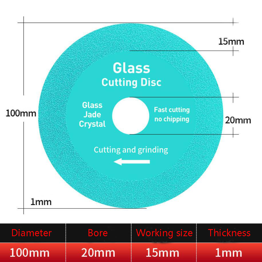 Glas-Trennscheibe, 100 mm, ultradünne Sägeblätter, Jade-Kristall, Weinflaschen, Schleifen, Anfasen, Schneidmesser, 5 Farben