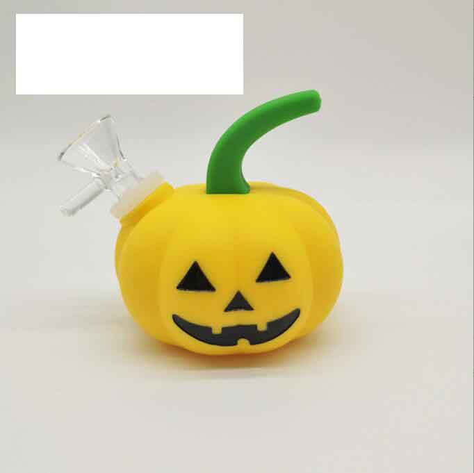 Latest Pumpkin Hookah Halloween Silicone Water Pipe Bongs with Glass Bowl Beaker Portable foldable Smoking Water Oil Rig