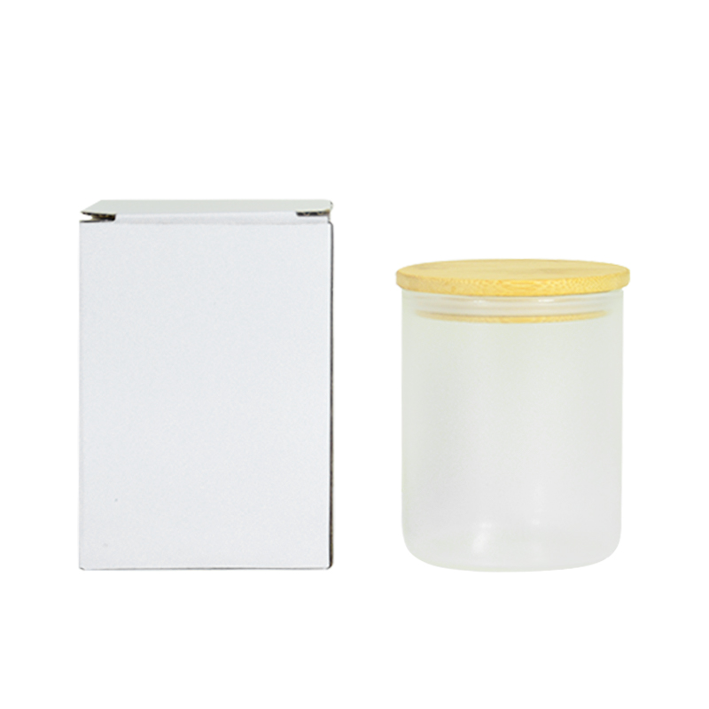 Jarra de vela de vidro em branco para sublimação de 10 onças que brilha no escuro, canecas de cerveja para fazer velas, recipientes de velas com tampas de bambu Ha3391157