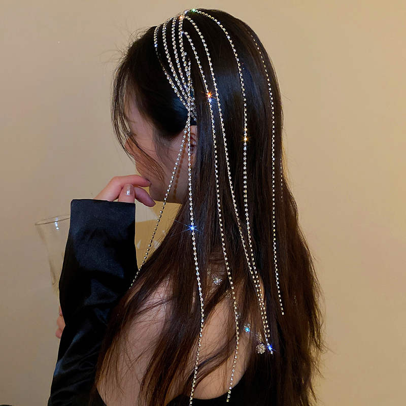 ヘッドバンドフラッシングダイヤモンドチェーンヘアピンウェディングヘッドドレスタッセルハイセンス気質アクセサリー220923