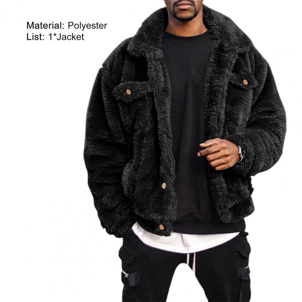 Men's Jackets Winter Coat Solid Color Plush Simple Fluffy Men Jacket Hip-hop Style 220924