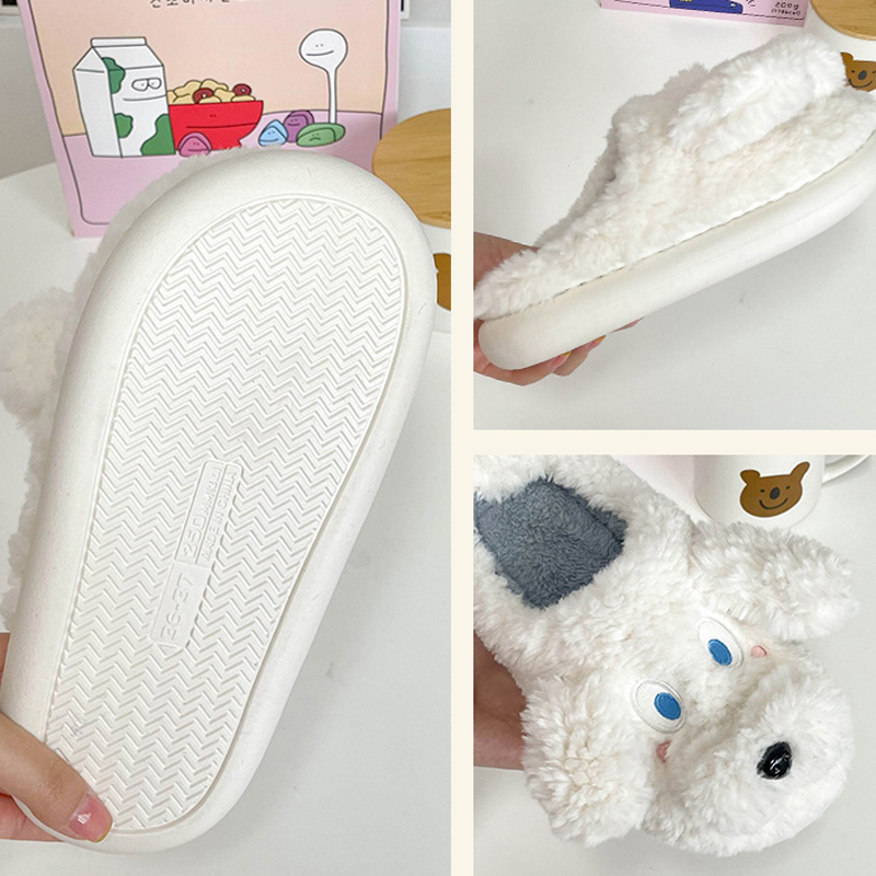 Pantofole YvvCvv Pantofole pelose cani carini Donna Inverno Caldo peluche Memory Foam Diapositive Pelliccia soffice Pantofole la casa Scarpe animali da interno 220926