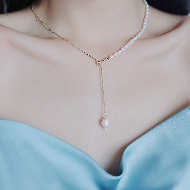 Neue Elegante Natürliche Barocke Perle Halskette Für Frau Sexy Hals Kette Zubehör Für Mode Schmuck Mädchen