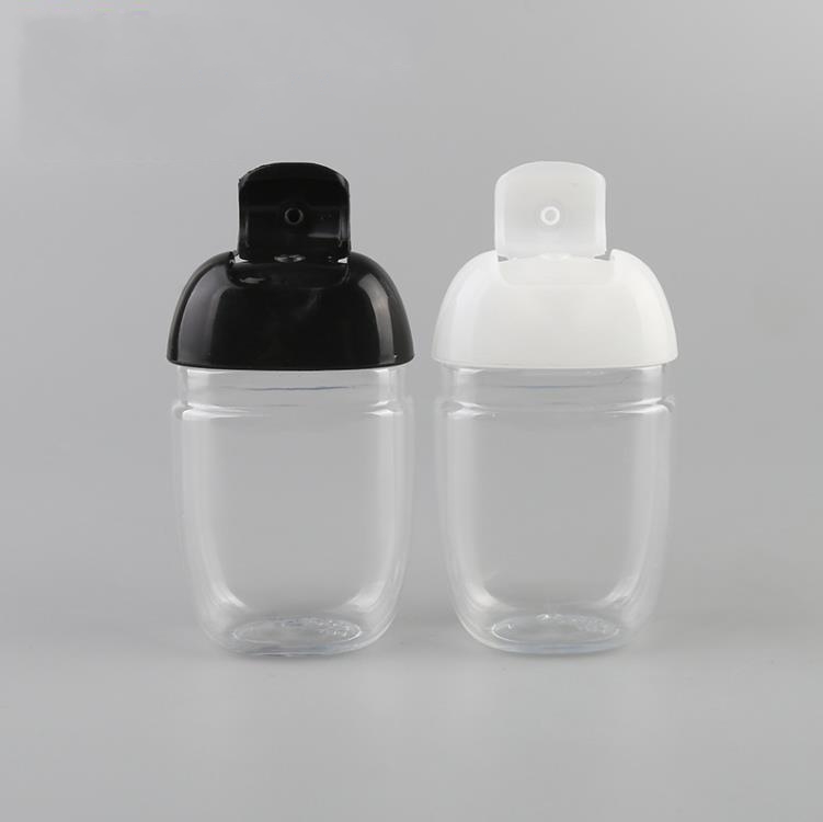 Bouteille de désinfectant pour les mains de 30 ml Bouteille en plastique PET demi-ronde à capuchon rabattable Bouteilles de désinfectant pour les mains pour enfants SN4899