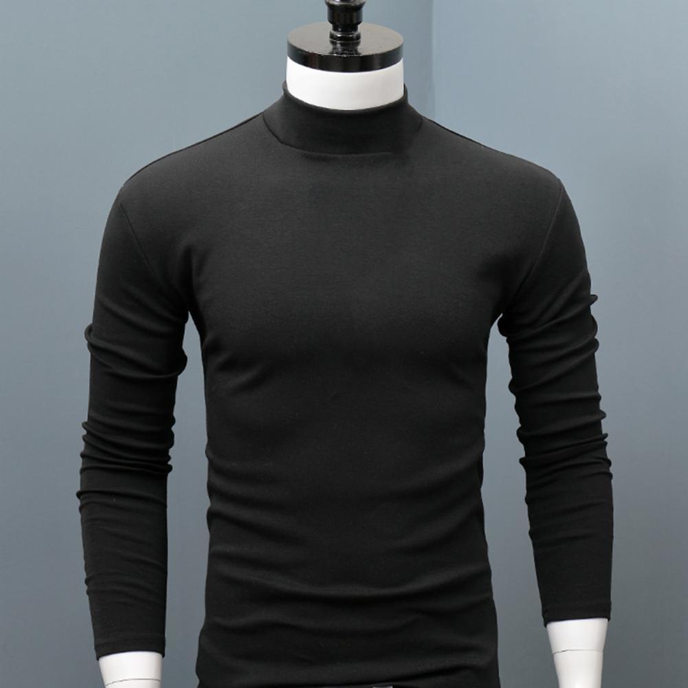 Mens Sweaters Shirt Solid Color Half High Collar Casual Slim Long Sleeve Keep Warm Tight Male for Clothes Inner Wear 220923