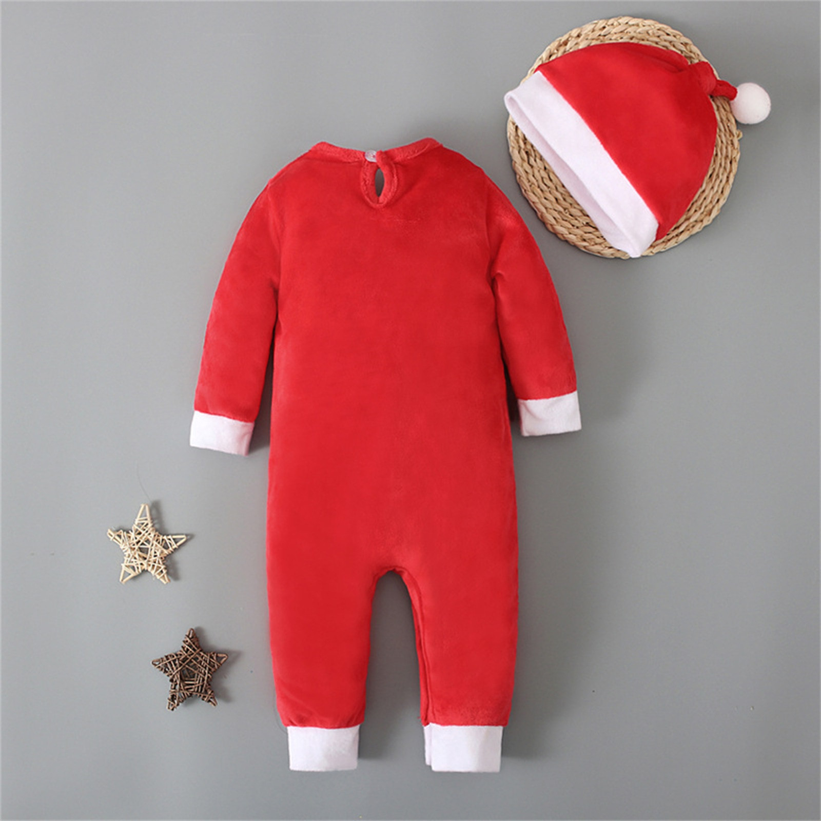Footies Baby Xmas Clothes born Infant Santa Christmas Romper Hat Outfit Costume Winter Clothing 220922