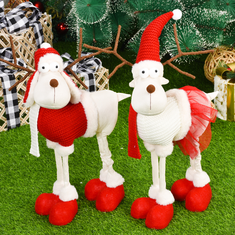 Christmas Decorations Big Size Dolls Retractable Santa Claus Snowman Elk Toys Xmas Figurines Gift for Kid Red Tree Ornament 220924