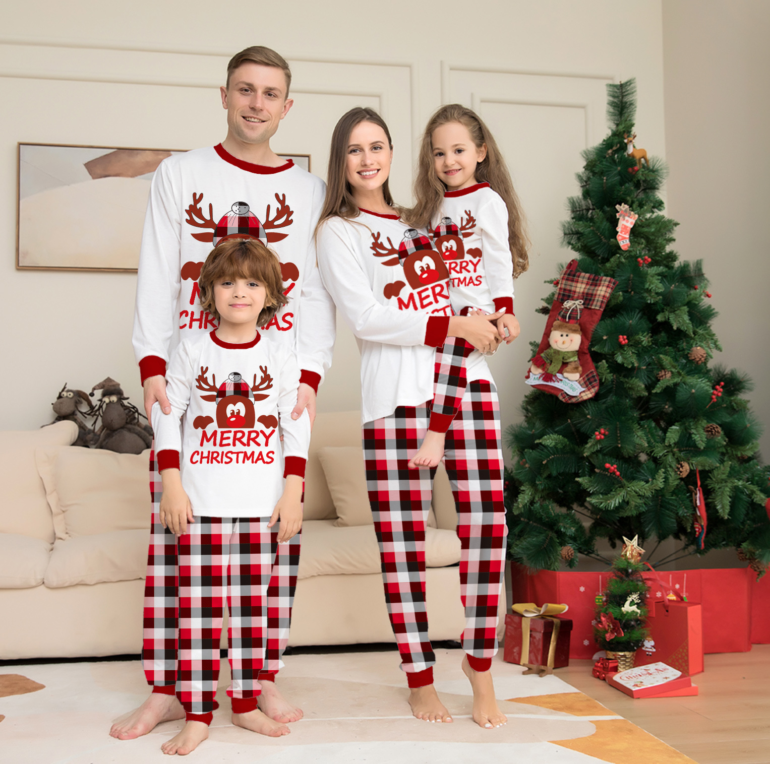 Roupas familiares de correspondência de Natal Família Família Moda Impressão de qualidade Família combinando roupas de férias roupas de bebê casas