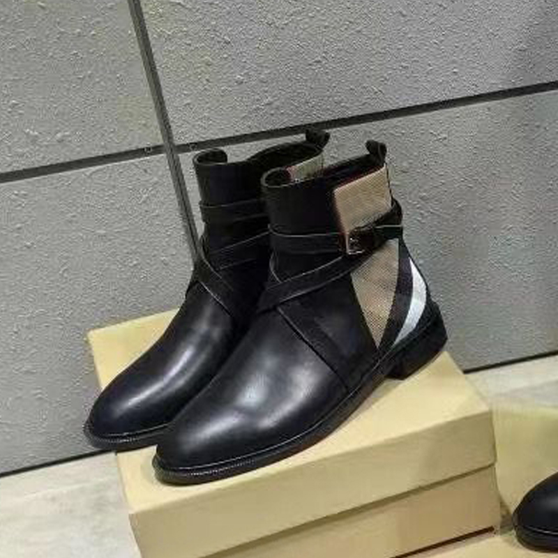 Autunno inverno Stivaletti donna pelle bovina Metallo Fibbia cintura scarpa firmata Stivale lungo barile alto 100% Pelle donna moda panno scarpe da donna Taglia grande 35-41-42 Con scatola