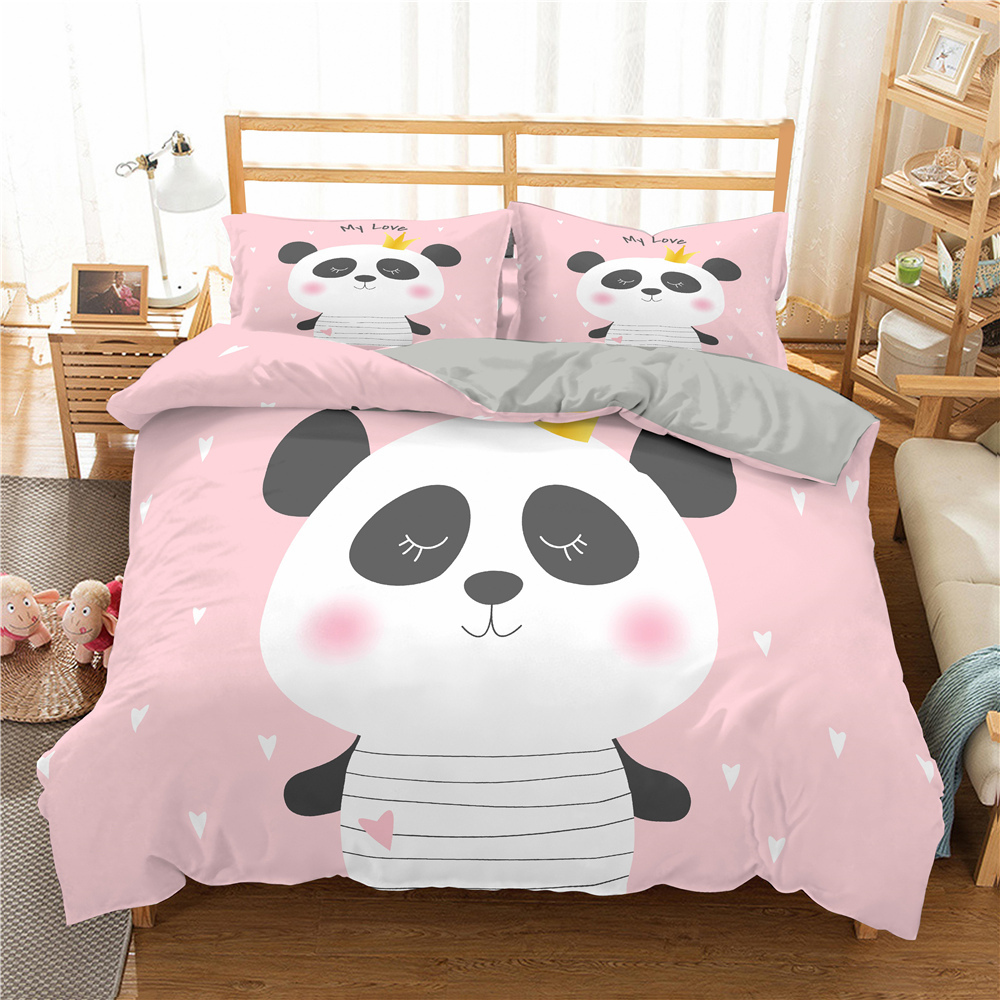 Conjuntos de cama Zeimon 23 peças PANDA TAPE DUVET Conjunto de desenho animado de animais de cama de animais meninos meninos colcha de colcha de poliesto queen gota 220924