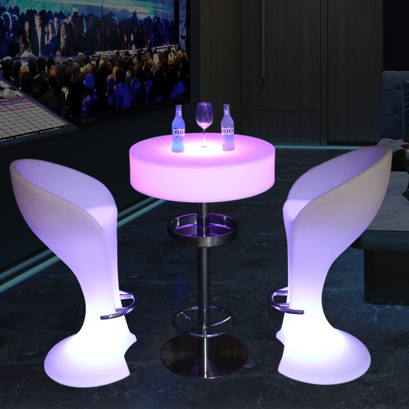 Led lumière circulaire pied bar table bar carré coloré table de cocktail table de pied créative