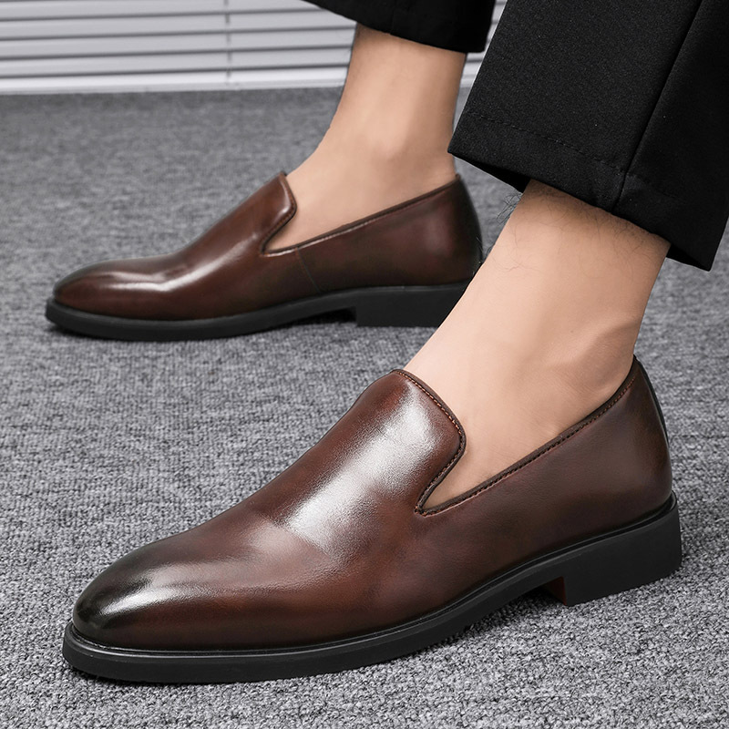 New style Loafers Men Shoes PU Color Fashion Business Casual Party Daily Versatile Simple Lightweight Classic Dress Shoes A19