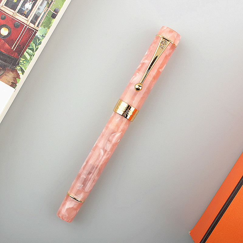 Fountain Pens Luxury Brand Jinhao 100 Acrylic Fountain Pen Golden Spin Sakura Pink Business Office School Supplies 220923