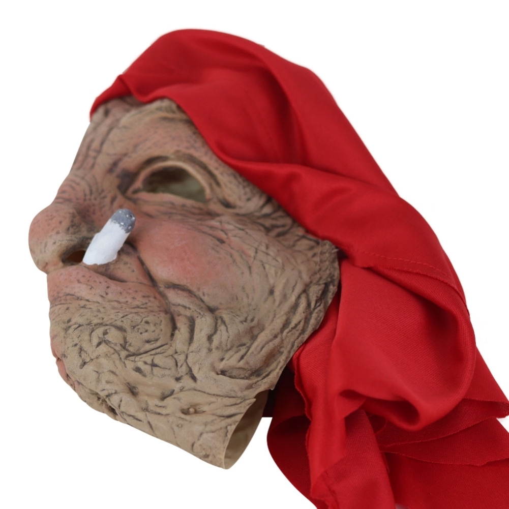Party Masks Halloween Smoking Old Grandmother Mask Realistic Latex Masks Costume Halloween Cosplay Props 220926