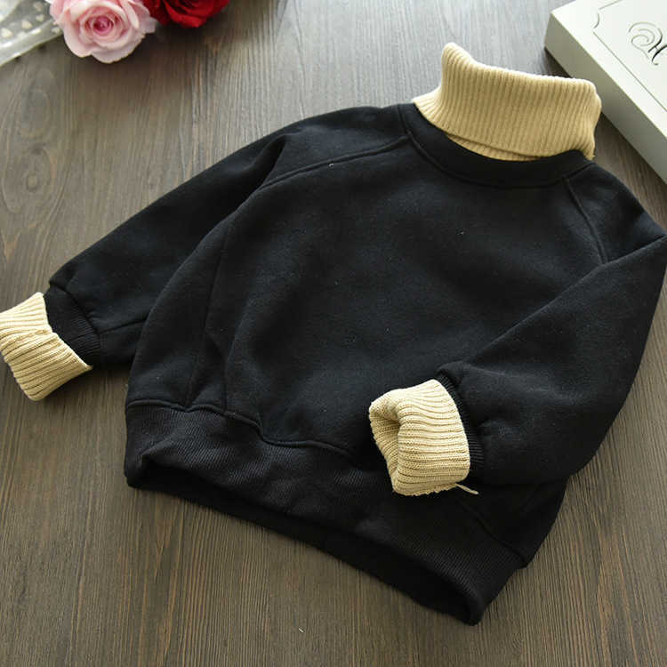 Pull Enfants Fille Pull Sweat Printemps Panneaux Tricoté Col Roulé À Capuche Bébé Pull Rembourré 37 Ans Chaud Filles Vêtements 220924