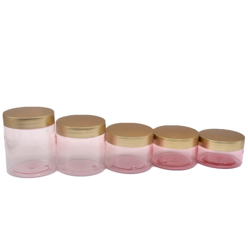 Dia.68mm Vide PET Cheveux Cire Bouteille Crème Pot Or Argent Couvercle En Plastique Transparent Rouge Emballage Cosmétique Pots De Bonbons Visage Crème Pots 100ml 120ml 150ml 200ml 250ml