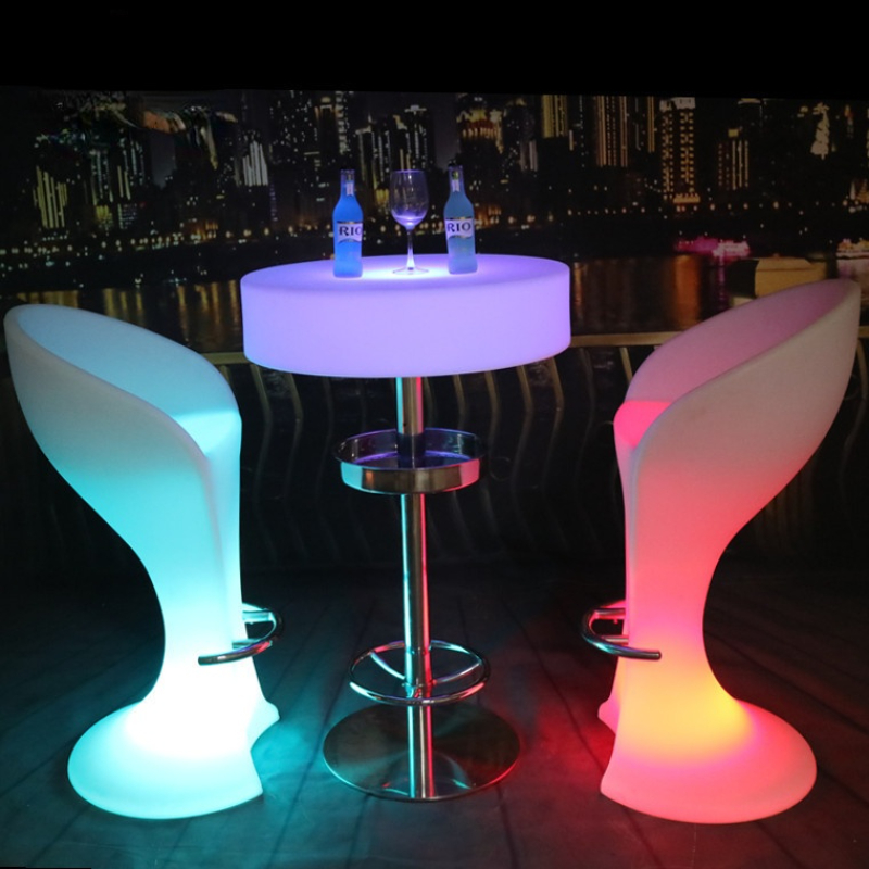 LED Circular Luminous High Foot Bar Tabel Bar redondo mesa de coquetel colorida Tabela alta criativa