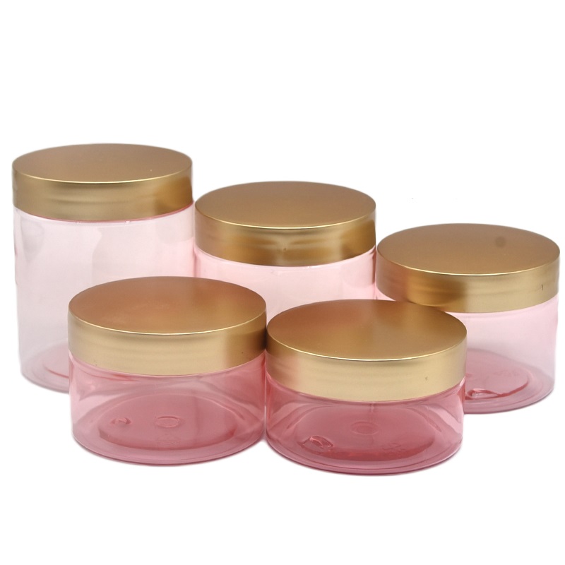 Dia.68mm Vide PET Cheveux Cire Bouteille Crème Pot Or Argent Couvercle En Plastique Transparent Rouge Emballage Cosmétique Pots De Bonbons Visage Crème Pots 100ml 120ml 150ml 200ml 250ml