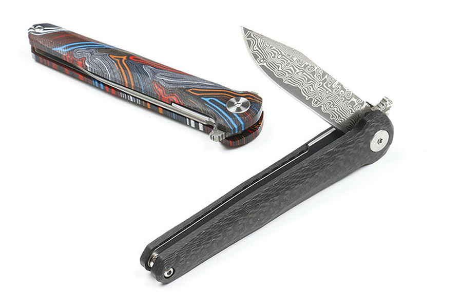 Ny M6671 Flipper Folding Knife VG10 Damascus Steel Blade Carbon Fiber Handle Ball Bearing Fast Open EDC Pocket Knives