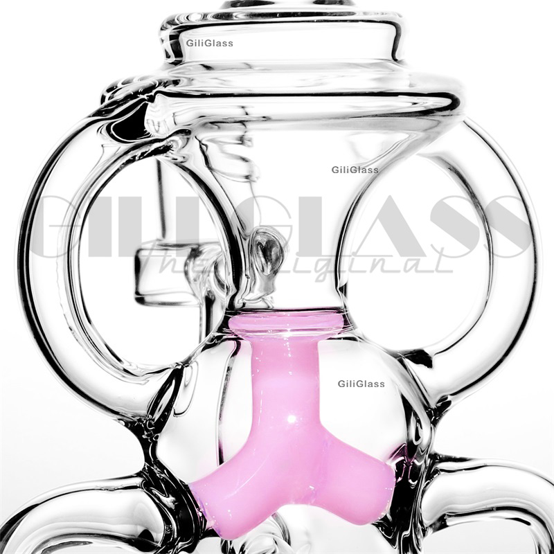 8 inches GiliGlass Hookahs Water Bong with Honeycomb Perc Color Lip Female 14.5mm Recycle Dab Rig Recycler pipe with quartz nail