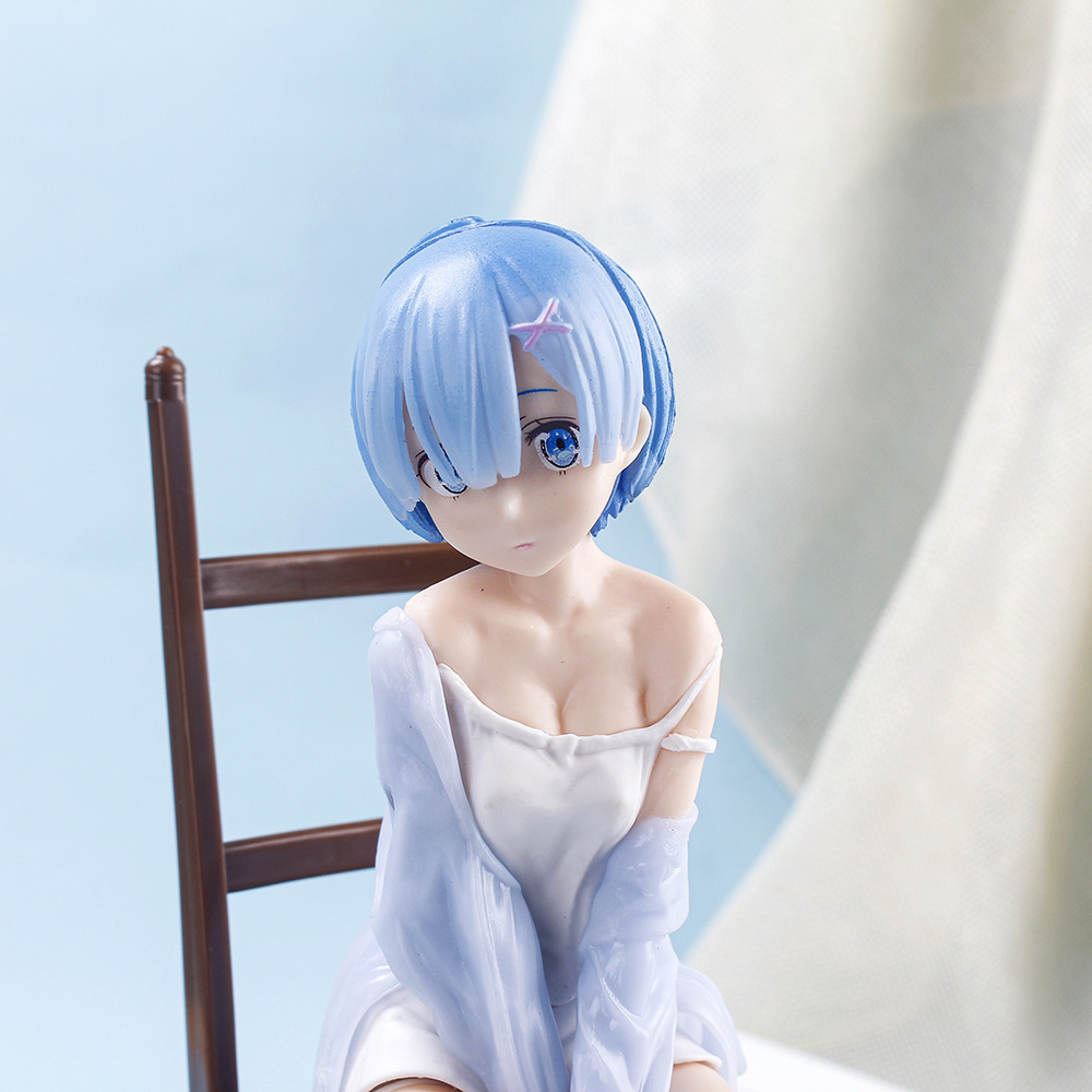 Anime mangá japonês anime 15cm Rem re Life em um mundo diferente de zero kawaii menina pijamas figura Rem Cadeira PVC Modelo de coleção Toys 220923