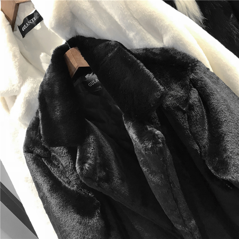 Womens Wool Blends Women Autumn Winter Casual Thickened Faux Fur Coat Furry Warm Fur Outerwear Loose Faux Rabbit Fur Long Jacket 220926