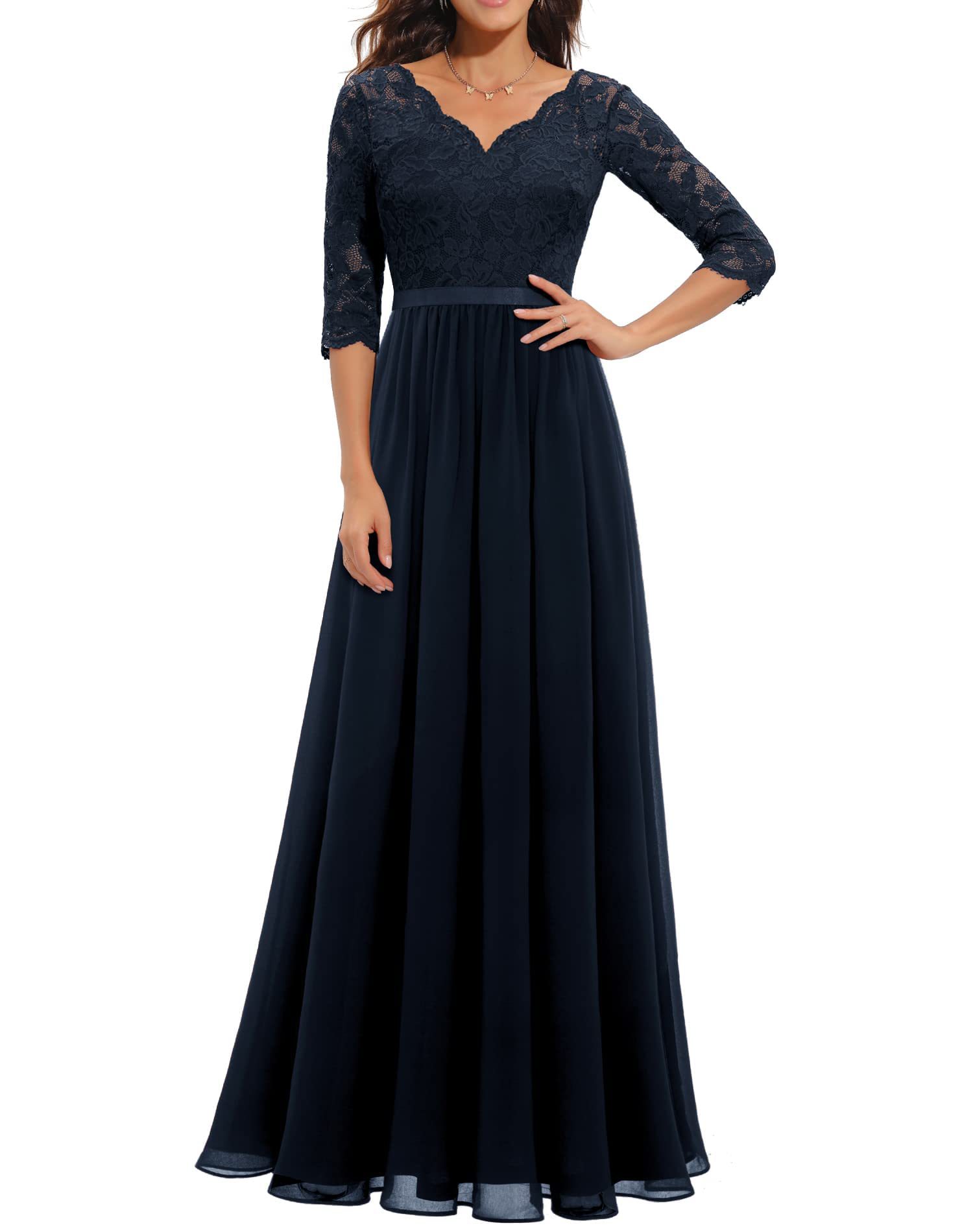 Moda Feminina Longa Partido da noite Casamento vintage elegante de renda em vos traseiros vestidos femininos roupas femininas roupas de roupa feminina