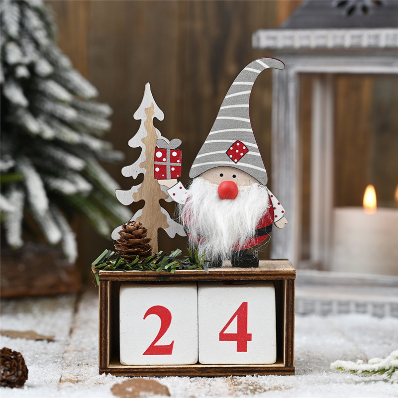 Fournitures de jouets de Noël Joyeux Navidad 2023 Année pour la maison Compte à rebours Forêt sans visage Vieil homme Poupée Calendrier en bois Noel Cadeau 220924