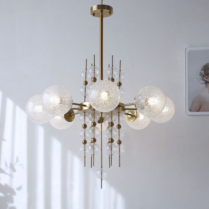 Glass Ball Decorative Chandelier Post Modern Electroplating Stretchable Bedroom machine head Living room Coffee shop