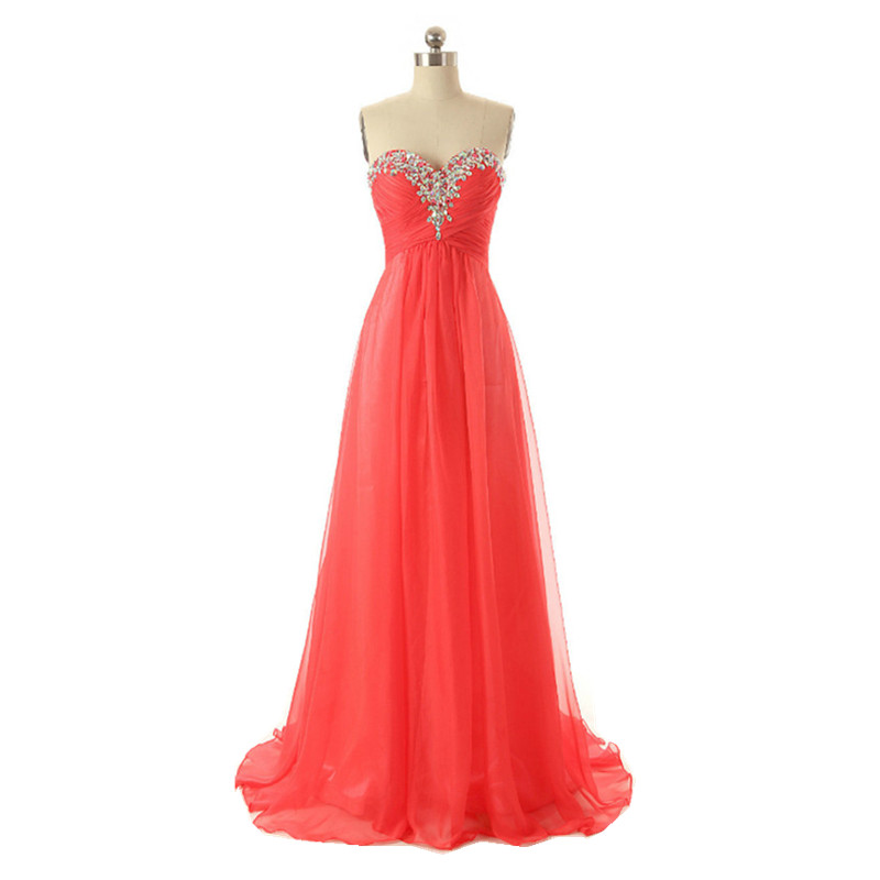 Chiffon Celebrity Evening Dresses Strapless Sweetheart Floor Length Chiffon Beaded Prom Party Dress Long Plus Size