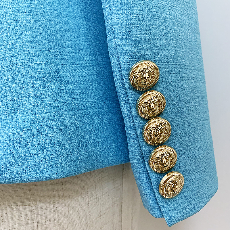 Kvinnors jackor High Street Est Runway Designer Blazer Women's Classic Lion Buttons Double Breasted Slim Montering Textured Blazer Jacket 220926