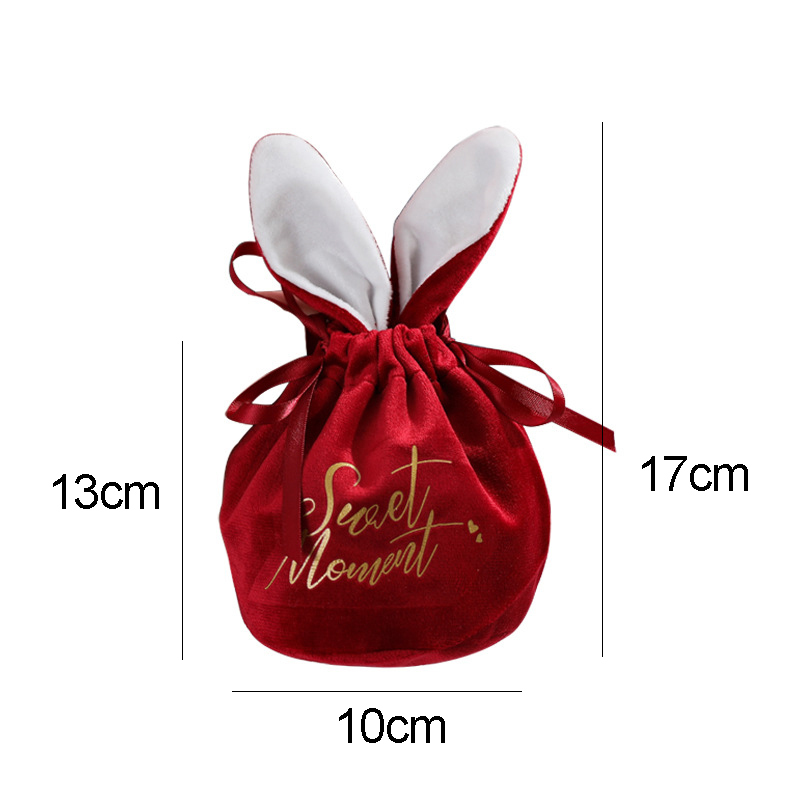 Подарочная упаковка Пасхальная кролика уши бархат в подарочной сумке упаковка конфеты шоколадная сумка организатор ювелирные изделия сладкий момент свадебной вечеринки Favors 220927