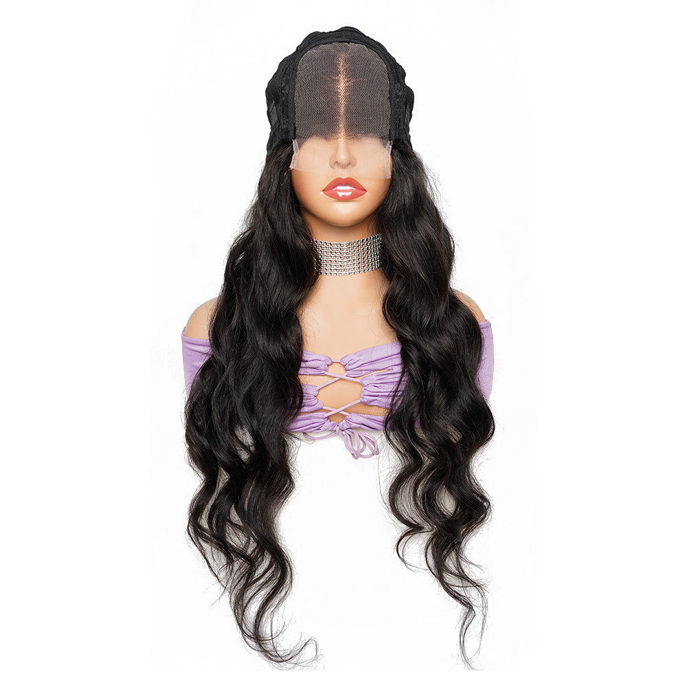 4x4 Body Wave Lace Fermeure Wig Brésilien Remy Human Hair Wigs for Black Women T Part Wig Wig Perreau de couleur de couleur naturelle pré-girée