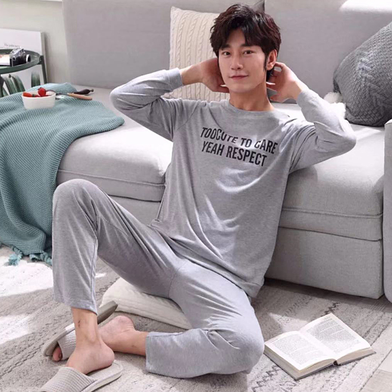 Slaapkleding voor heren M2XL Stripe Lattice Letter Print Men Topbroek Nightwear Set Soft oneck Slapende huis Restig Home Party Pajama 220924